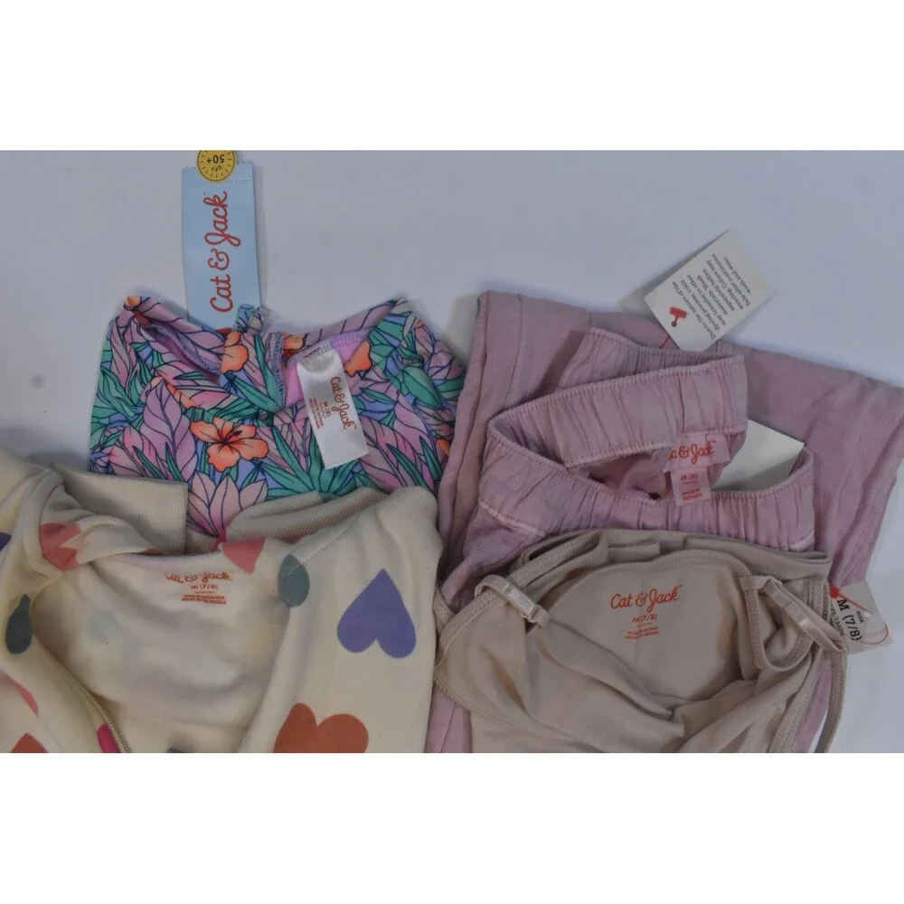 Cat & Jack Bulk Lot Of 10 Girls Size Medium 7/8 Mixed Season Tops Bottoms